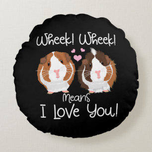 I Love You Guinea Pig Cavy Roddent Round Cushion