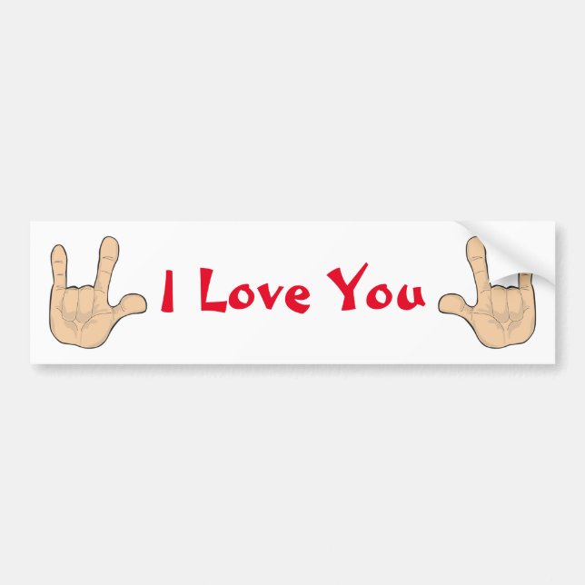I LOVE YOU HAND GESTURE BUMPER STICKER (Front)