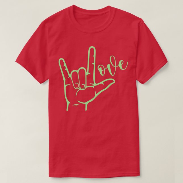 I Love You Hand Sign American Sign Language 7 T-Shirt (Design Front)