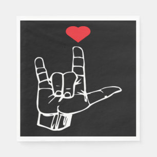 I Love You Hand Sign ASL Gift Men Women Valentine Napkin