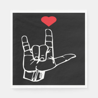 I Love You Hand Sign ASL Gift Men Women Valentine Napkin