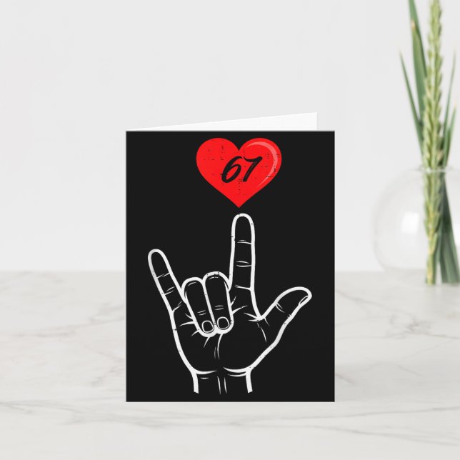 I Love You Hand Sign Asl Heart 67 Women Kids Men V Card (Front)