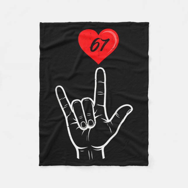 I Love You Hand Sign Asl Heart 67 Women Kids Men V Fleece Blanket (Front)