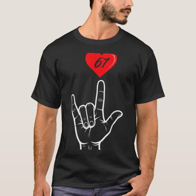 I Love You Hand Sign Asl Heart 67 Women Kids Men V T-Shirt (Front)