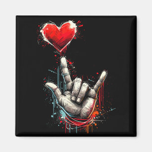 I Love You Hand Sign Asl Heart Women Kids Men Vale Magnet