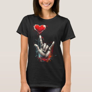 I Love You Hand Sign Asl Heart Women Kids Men Vale T-Shirt