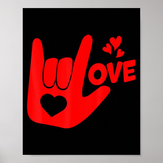 I Love You Hand Sign Asl Valentine Day Funny Wome  (Front)