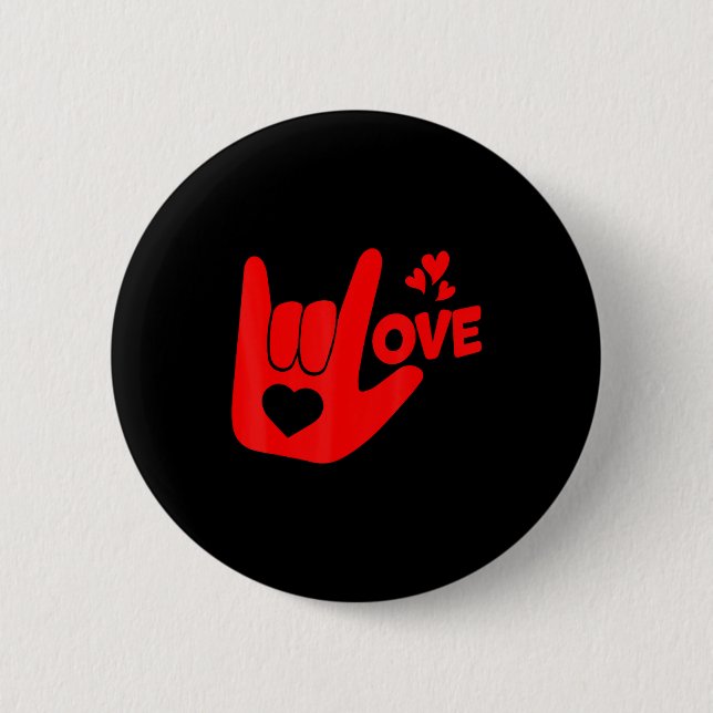 I Love You Hand Sign Asl Valentine Day Funny Wome  6 Cm Round Badge (Front)