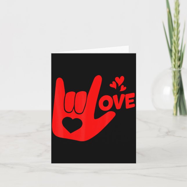 I Love You Hand Sign Asl Valentine Day Funny Wome  Card (Front)
