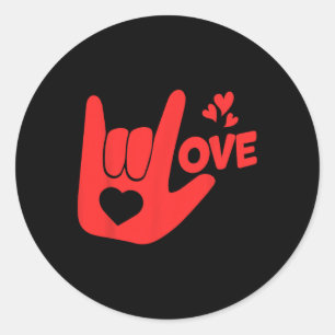 I Love You Hand Sign Asl Valentine' Day Funny Wome Classic Round Sticker