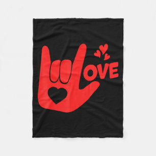 I Love You Hand Sign Asl Valentine' Day Funny Wome Fleece Blanket