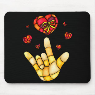 I Love You Hand Sign Language Asl - Hearts Valenti Mouse Mat