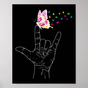 I Love You Hand Sign Language Butterfly Autism Awa