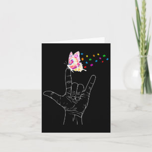 I Love You Hand Sign Language Butterfly Autism Awa Card