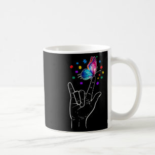 I Love You Hand Sign Language Butterfly Autism Awa Coffee Mug