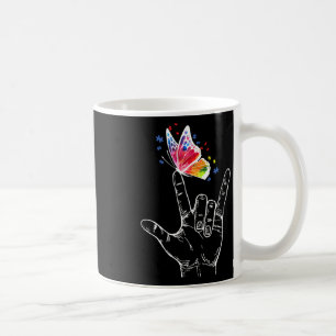 I Love You Hand Sign Language Butterfly Autism Awa Coffee Mug