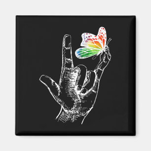 I Love You Hand Sign Language Butterfly Autism Awa Magnet