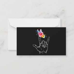 I Love You Hand Sign Language Butterfly Autism Card