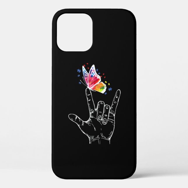 I Love You Hand Sign Language Butterfly Autism Case-Mate iPhone Case (Back)
