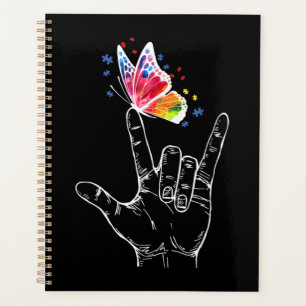 I Love You Hand Sign Language Butterfly Autism Planner