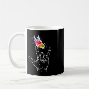 I Love You Hand Sign Language Butterfly Puzzle Pie Coffee Mug