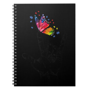 I Love You Hand Sign Language Butterfly Puzzle Pie Notebook