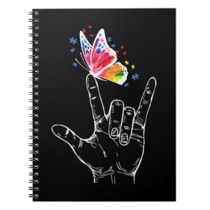 I Love You Hand Sign Language Butterfly Puzzle Pie Notebook