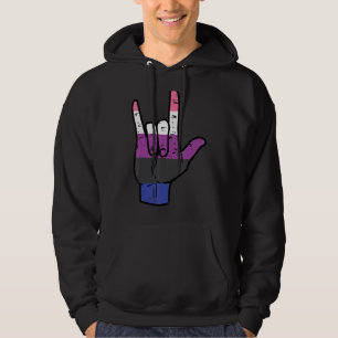 I Love You Hand Sign Language Genderfluid Pride Fl Hoodie