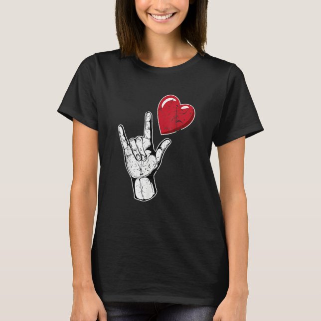 I Love You Hand Sign Valentines Day Language_1 T-Shirt (Front)