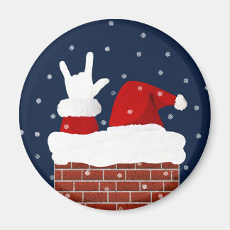 I Love You Handshape ASL Santa Christmas Magnet