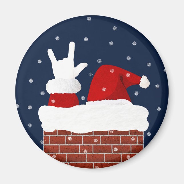 I Love You Handshape ASL Santa Christmas Magnet (Front)