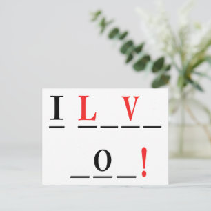 I Love You-Hangman Style by Shirley Taylor Postcard