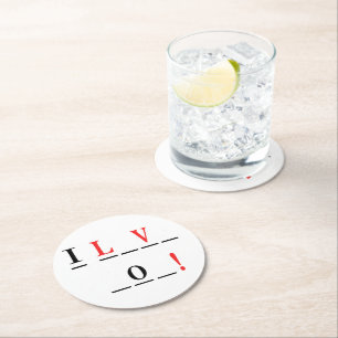 I Love You-Hangman Style by Shirley Taylor Round Paper Coaster