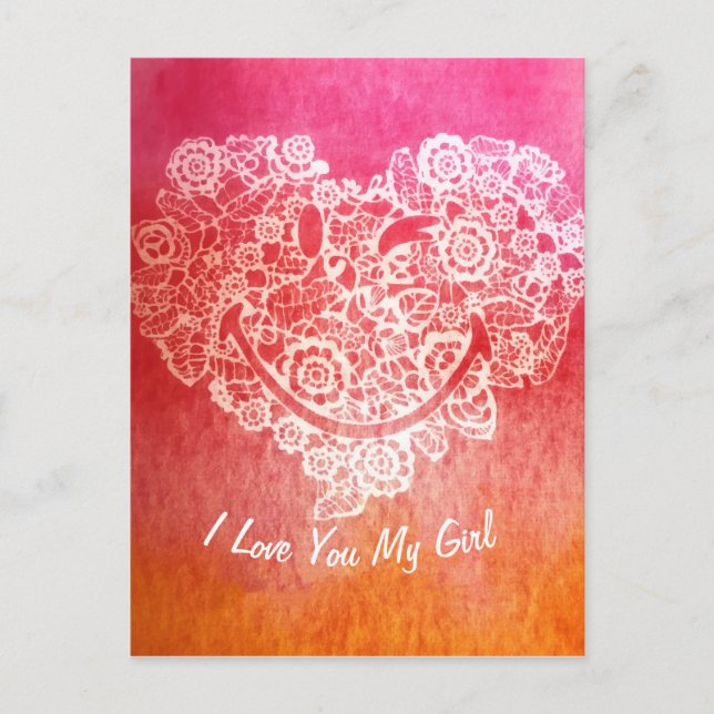 I Love You Happy Flowers Heart Emoji Smiling Face Holiday Postcard (Front)