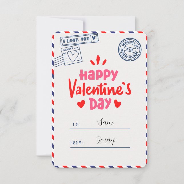 I Love You Happy Valentines Day Romantic Greetings Thank You Card (Front)