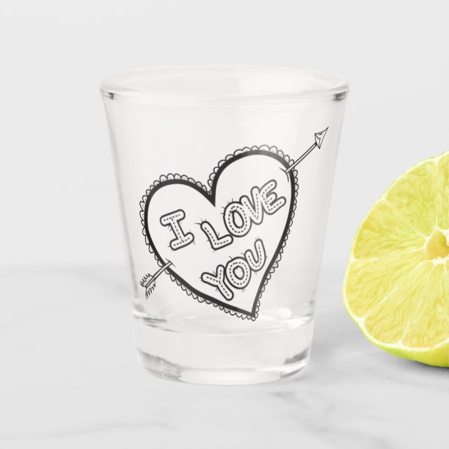 I Love You Heart and Arrow Shot Glass (Front)