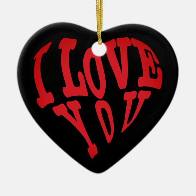 I Love You Heart Ceramic Tree Decoration (Front)