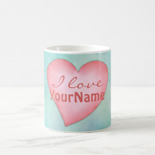 I love you heart custom name mugs