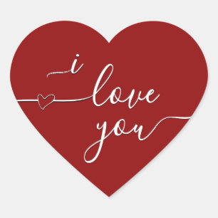 i love you heart fancy script on classy red  sticker
