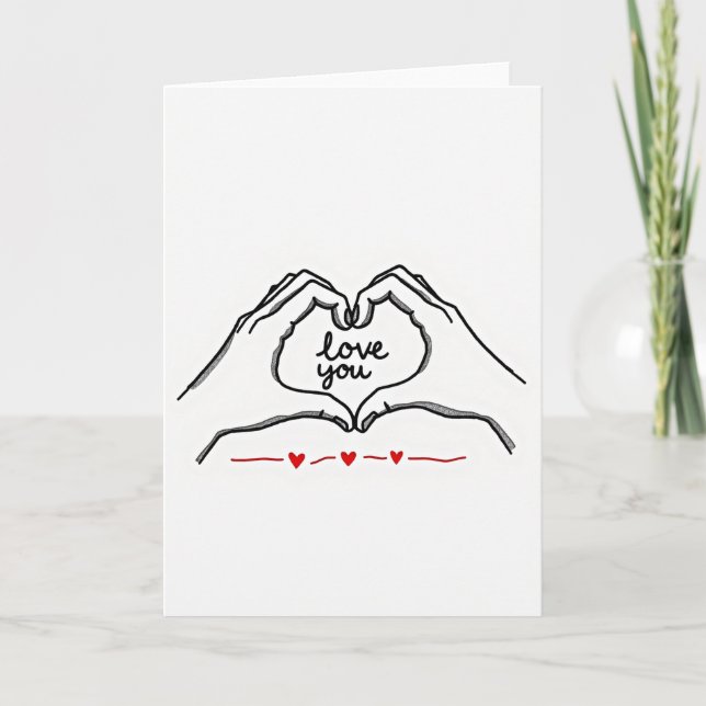 I Love You Heart Hands Card (Front)
