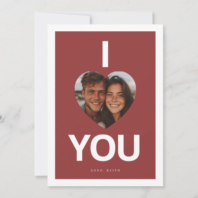 I Love You Heart Photo Valentine Holiday Card (Front)
