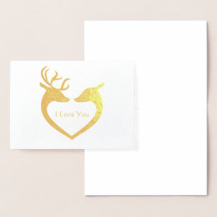 I Love You Heart Reindeer Foil Card