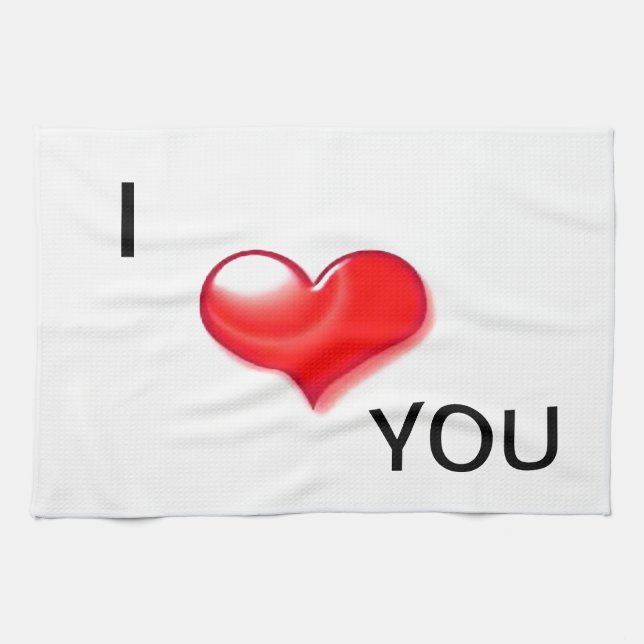 I Love You Heart Tea Towel (Horizontal)