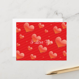I Love You, heart template, Postcard