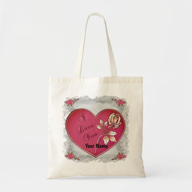 I Love You Heart tote bags (Front)