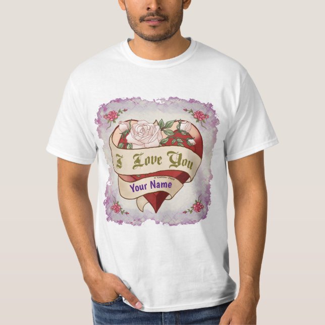 I Love You Heart Valentine Heart custom t-shirts (Front)