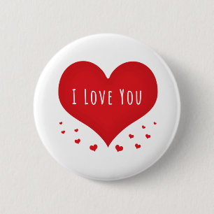I love you hearts 6 cm round badge