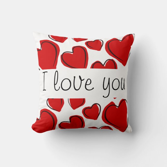 I Love You - Hearts Cushion (Front)