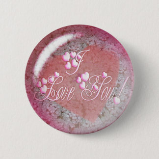 I LOVE YOU HEARTS & LACE by SHARON SHARPE 6 Cm Round Badge
