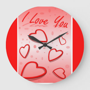 "I LOVE YOU" HEARTS LARGE CLOCK